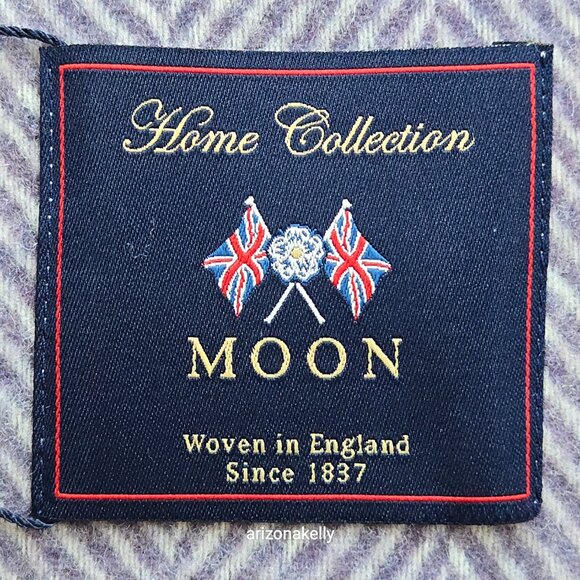 NWT Moon Merino Wool Herringbone Throw Blanket Purple Clover - Picture 2 of 15